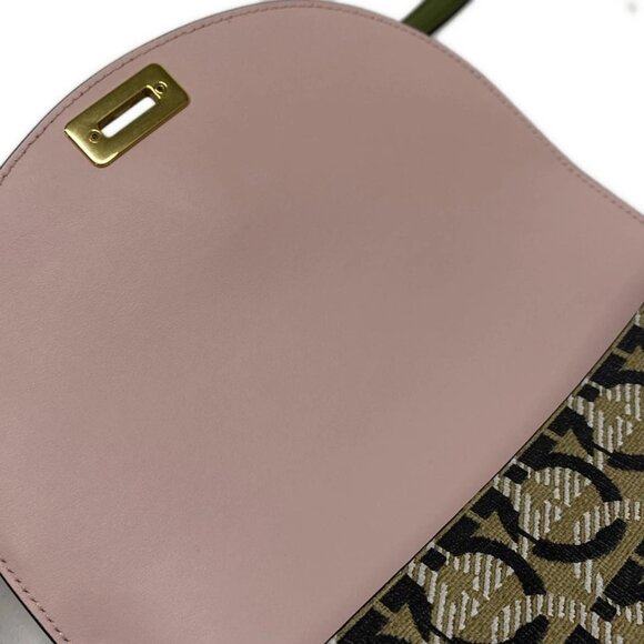 Auth Salvatore Ferragamo Gancini 21H986 Beige Red Multi PVC Leather - Picture 14 of 16